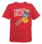 T Shirt - NZ Patches Red (Childrens)